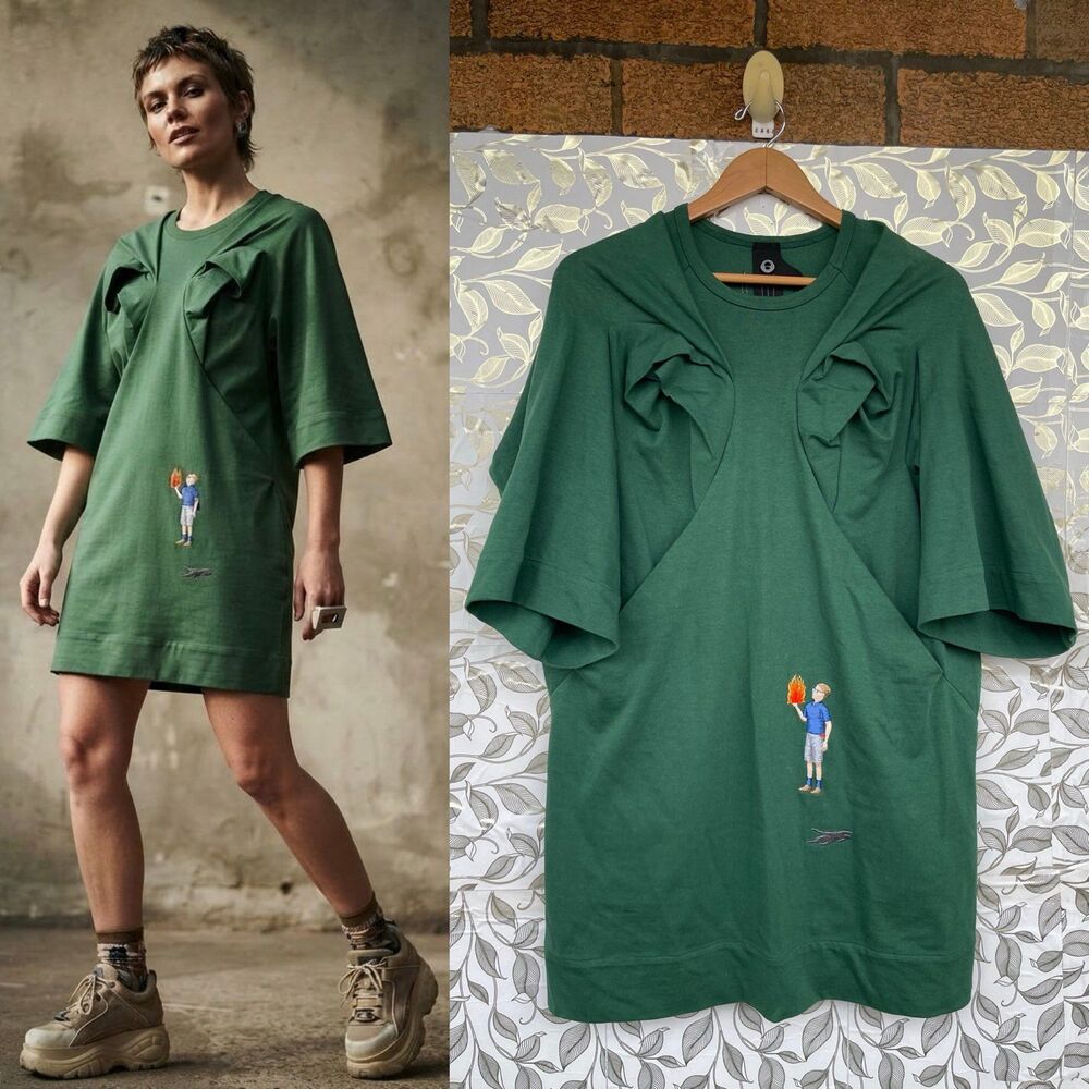Bernhard Willhelm Titty Twister Dress Green Size Small Connie Mayer Avant-Garde